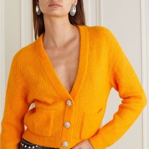 Ganni Soft Wool Knit Cardigan in Marigold